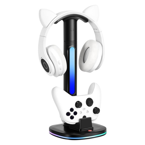 Estación de carga para mandos Xbox Series X/S, soporte para auriculares, soporte de carga para mandos con iluminación RGB, con 2 puertos de carga USB, base de carga