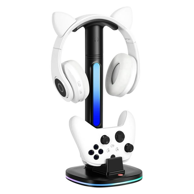 Station de Recharge pour Manettes Xbox Series X/S, Support pour Casque, Support de Charge pour Manettes avec Éclairage RVB, avec 2 Ports de Recharge USB, Station de Recharge