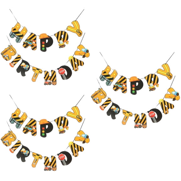 3 Sets Excavator Birthday Party Supplies Decorations Anniversary Child Baby
