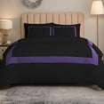 thumbnail image 2 of DNG Creations 3 Piece Full Black And Purple Border Line Pattern Duvet Cover - 100% Egyptian Cotton, 800 Thread Count ( Full/Queen ), 2 of 5