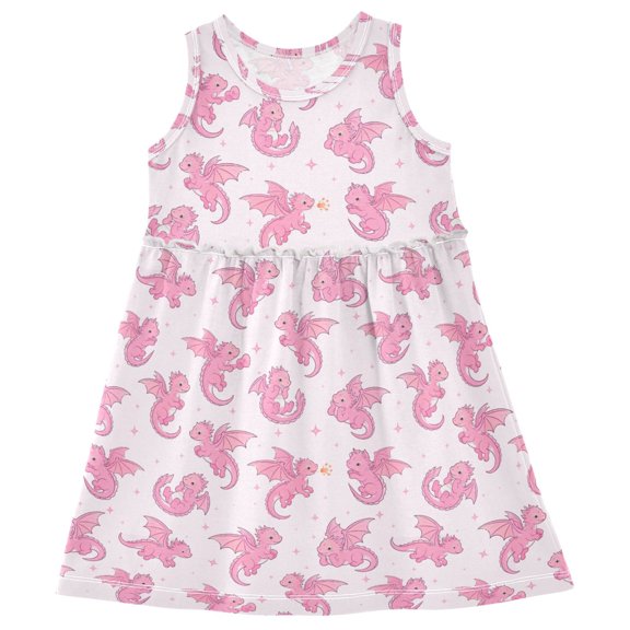 joogoo Girls Sleeveless Dress Flying Fantasy Dragons Stylish Short Sleeve Dresses 4T