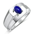 thumbnail image 2 of RYLOS Men's Rings 14K White Gold Ring Classic Solitaire 7X5MM Oval Shape Gemstone Designer Band Lapis September Birthstone Rings For Men Size 12, 2 of 5