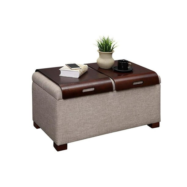Convenience Concepts Designs4comfort, Brown Ottoman With Storage And Tray