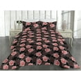 thumbnail image 2 of Ambesonne Blooming Roses Quilted Bedspread Set 3 Pcs, Vintage Scene Floral, Twin, Dried Rose and Pale Pink, 2 of 4