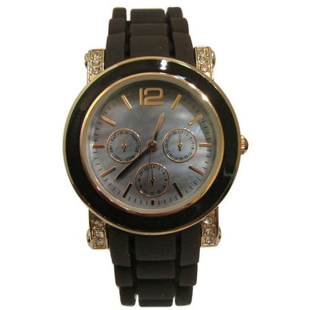 Womens Cas/drs Brown 3-eye Round