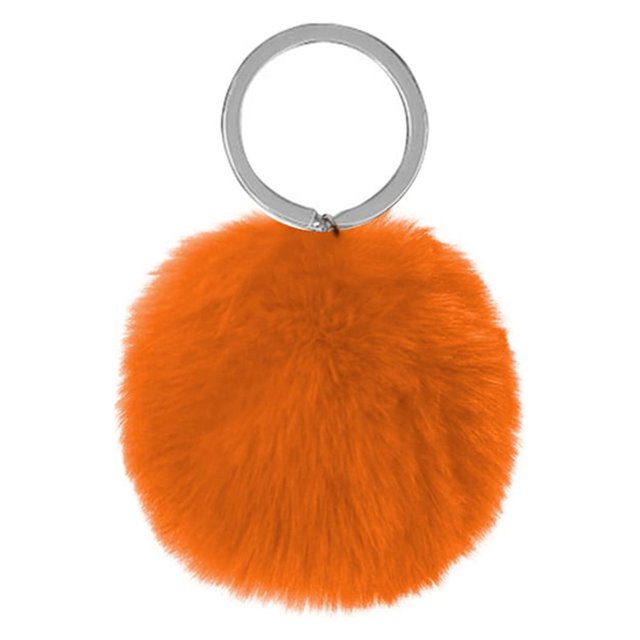 Fuzzy Ball Keychain Supple Comfortable Lovely Key Rings Adorable Practical Key Chains Women for Children Adults Elderly Students Orange 5cm