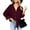 Wine, variant on Womens Button Down Shirt Corduroy Long Sleeve V-Neck Collared Plain Blouses Oversized Baggy Solid Loose Fit Tops with Pocket
