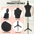 thumbnail image 3 of PayLessHere Adjustable Foam Mannequin, 59-67 inches , Black, for Adult Fashion Design Draping Sewing, 3 of 7