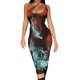 thumbnail image 2 of TRKIYQC Vestido Ajustado para Mujer, Correa Diagonal para el Hombro Estampado 3D de una Pieza, Sin Mangas Sin Espalda Paquete Cadera Midi Vestido TRKIYQC  moda, 2 of 10