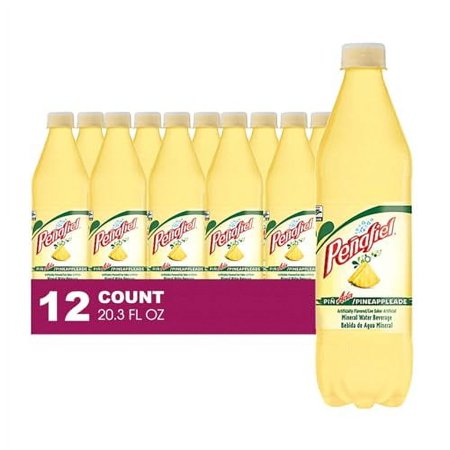 Penafiel 12- Pack of Pineappleade Mineral Spring Water Beverage 20.3 fl oz Plastic Bottle Imported from Mexico