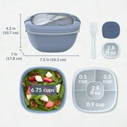 Bentgo Plastic Salad Container 5-Compartment Slate 54 oz or 6.75 Cups. (BGOSAL-S), Made for Portable Food Storage and Lunch Transportation