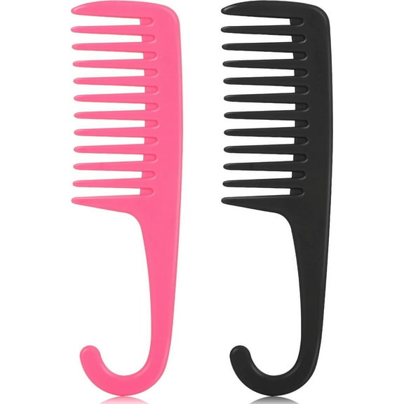 2 Pieces Detangler Shower Comb with hook Wide Teeth Combs Wet and Dry Comb for Home Beauty Salon