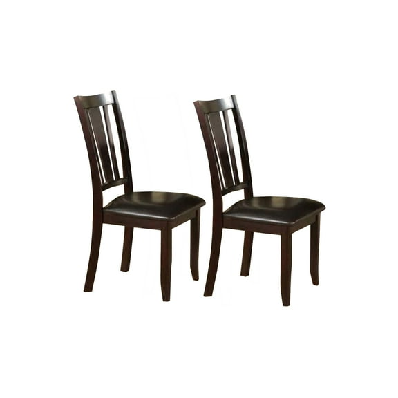 Benzara Contemporary Rubber Wood Dining Chair With Upholstered Seat, Set Of 2,Brown