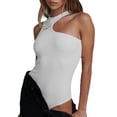 thumbnail image 1 of Slatcetga Body Sin Mangas Cuello Redondo Asimétrico Body De Punto Ajustado Ajustado Top para Citas XL Blanco, 1 of 6