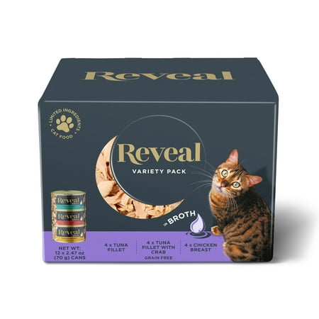 Reveal Natural Wet Cat Food, Fish & Chicken in Gravy Variety Pack, 12 x 2.47 oz Cans