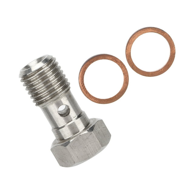 Banjo, Adaptateur Banjo en Acier Inoxydable 7/16inx20 UNF Résistance à la Corrosion 25mm de Long avec 2 Rondelles pour Voiture