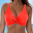 thumbnail image 2 of Women Swimwear Top Sleeveless Bikini Solid Color Criss-Cross Tank Top Swim Top Only Crop Top Watermelon Red,2Xl, 2 of 7