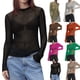 thumbnail image 2 of Top transpirable de cuello redondo y manga larga de color sólido de primavera y verano de estilo europeo y americano para mujer, 2 of 6