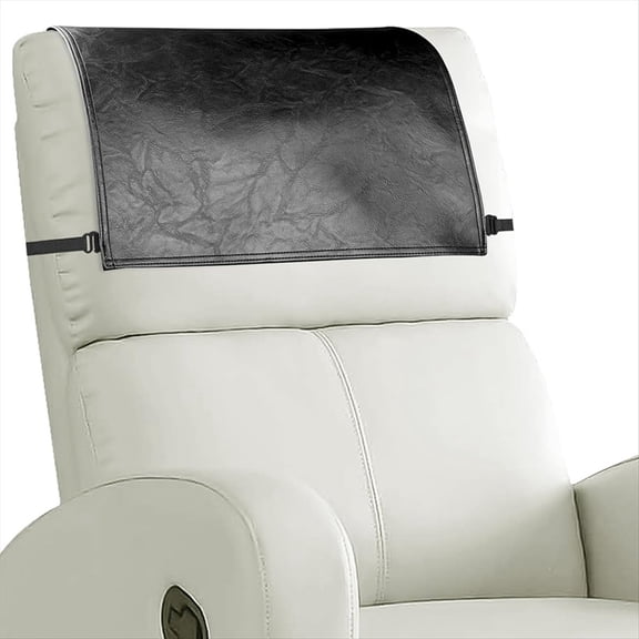 Headrest Cover for Recliner Chair Protector Faux Leather with Elastic Straps Black