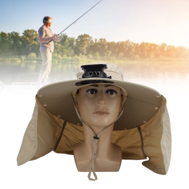 Sombrero De Ala Ancha Para El Sol Con Ventilador Solar, Sombrero De Pesca Al Aire Libre De 3 Velocidades De Viento, Carga Solar Y USB, Sombrero De Cubo Para El Sol Para Hombres