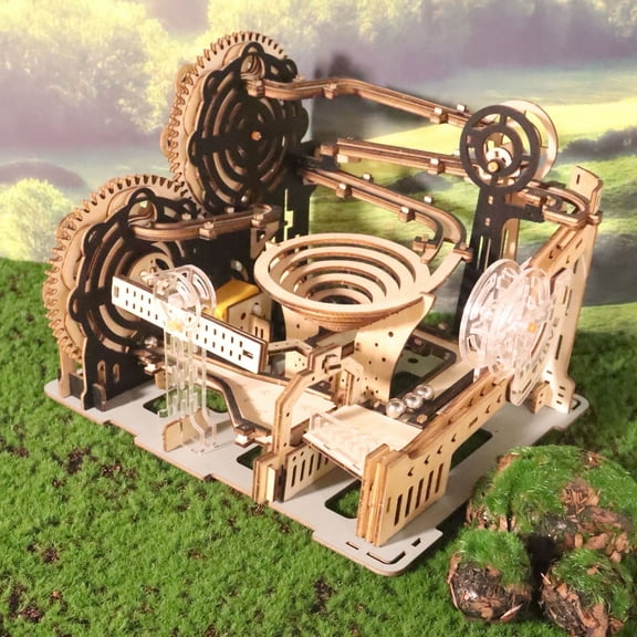Electric 3D Wooden Puzzles Marble Run Model Kits  Brain Teaser Puzzle DIY handmade gift(Without battery)