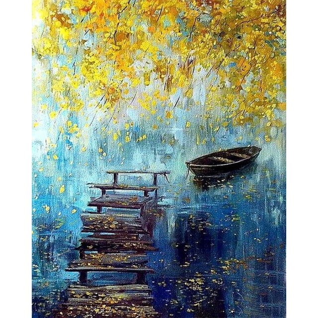 Cuadros Decorativos Riverside Boat Cuadro sin marco Pintura al óleo por números Kit de cuadros pintados a mano Ehuebsd Nuevos Originales