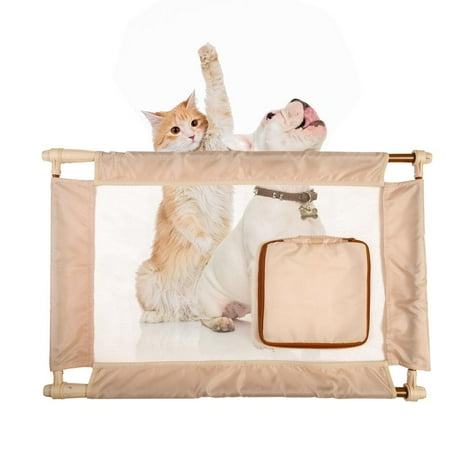 UPC: 0858342045292 | Pet Life ® Porta Gate Anti-Drilling Nylon Mesh Collapsible Folding Travel Safety Pet Cat Dog Gate w/ Zippered Entrance