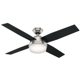 Hunter 52 Sonic Brushed Nickel Ceiling Fan With Light Kit And Remote