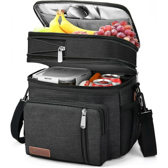 SCSYV Lunch Box for Women/Men-Insulated Lunch Bag-Expandable Double Cooler Bag-Reusable Adult Lunchbox with Adjustable Shoulder Strap (