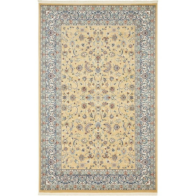 Unique Loom Tapis Motif Médaillon Narenj 5' x 8' Rectangle Beige/bleu