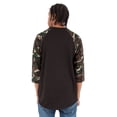 thumbnail image 2 of Shaka Wear Adult 6 oz 3/4-Sleeve Camo Raglan T-Shirt 2XL BLACK/ CAMO GRN, 2 of 2