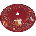 thumbnail image 5 of Burgundy Red Forest Wreath Vintage Christmas Tree Skirt Gorgeous for Xmas Party Ornaments Holiday Decoration Accessory 48", 5 of 6