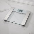 thumbnail image 2 of Taylor Digital Body Composition Bathroom Scale – 11.8" Tempered Glass Platform, 400 lb Capacity Weight Monitor with Athlete Mode, 6 User Recognition & Body Analysis Features (Clear), 2 of 5