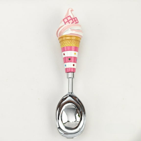 Juniland Handmade Pink Ice Cream Resin Handle Stainless Steel Cute Style Ice Cream Spoon 1 piece