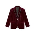thumbnail image 3 of Aislor Kids Boys Classic Fit Lapel Collar Velvet Blazer Suit Jacket One Button Breasted Coat Burgundy 6, 3 of 6