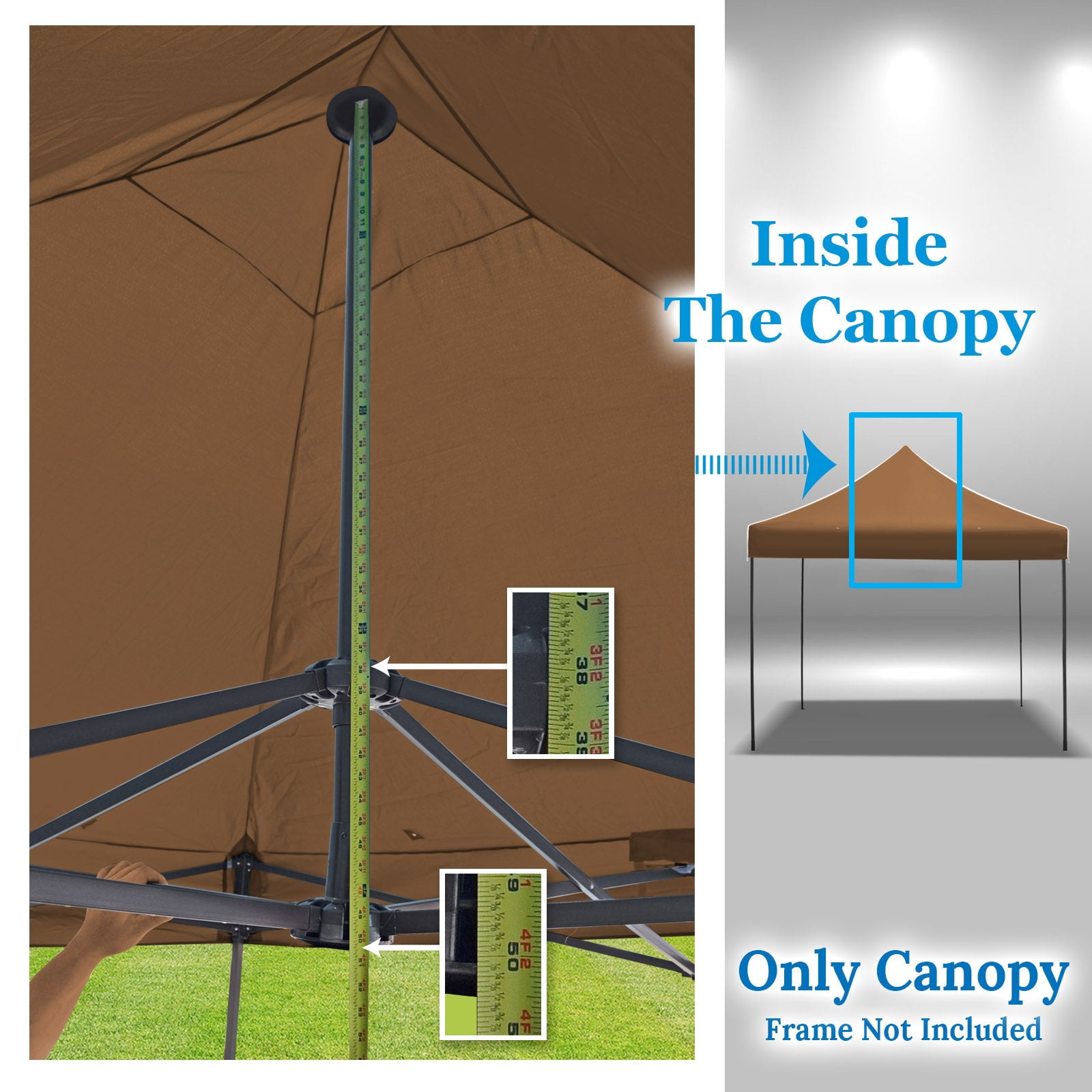 SUNRISEUMBRELLA Ez pop Up Instant Canopy 10'X10' Replacement Top Gazebo EZ Canopy Cover Patio Pavilion Sunshade Polyester（Brown）