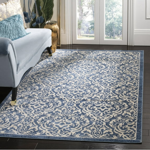 SAFAVIEH Brentwood Dilara Damask Area Rug, 6' x 9', Navy/Cream