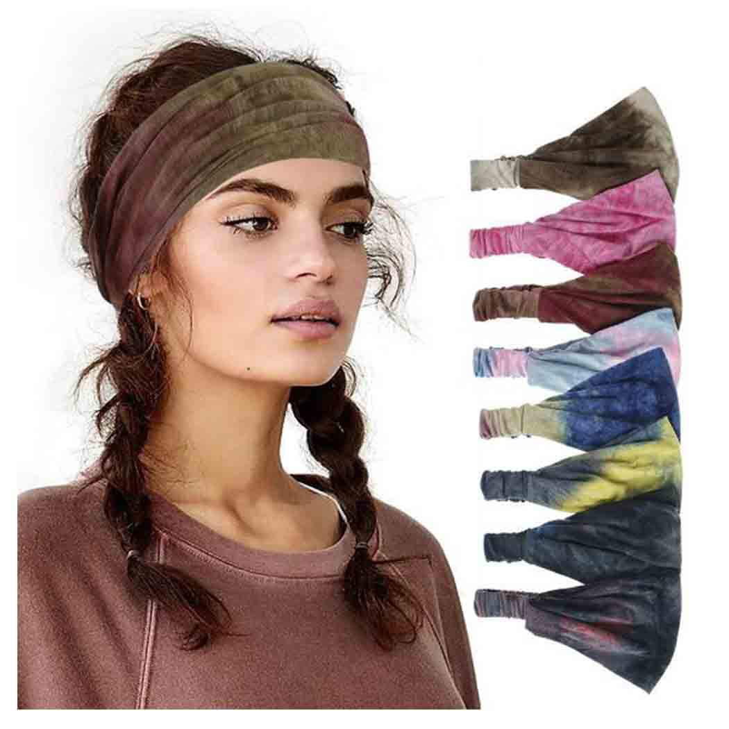 Wide Headband Thin Cotton Blend Fabric Wear Thick Thin Kerchief Dark Colors 
