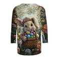 thumbnail image 5 of lcziwo 3/4 Length Sleeve Womens Tops Fashion 3D Print Pullover Casual Loose Crewneck Tshirt Easter Day Cute Graphic Tees Shirts Multicolor M, 5 of 6