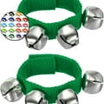 thumbnail image 1 of Dvruxg 2 Pcs Clochettes de Poignet, Grelots Clochettes de Cheville Clochettes de Poignet Bracelet Instruments de Percussion Bande Rythmique Musicale 4 Clochettes Argentées pour Fête Noël (Vert), 1 of 3