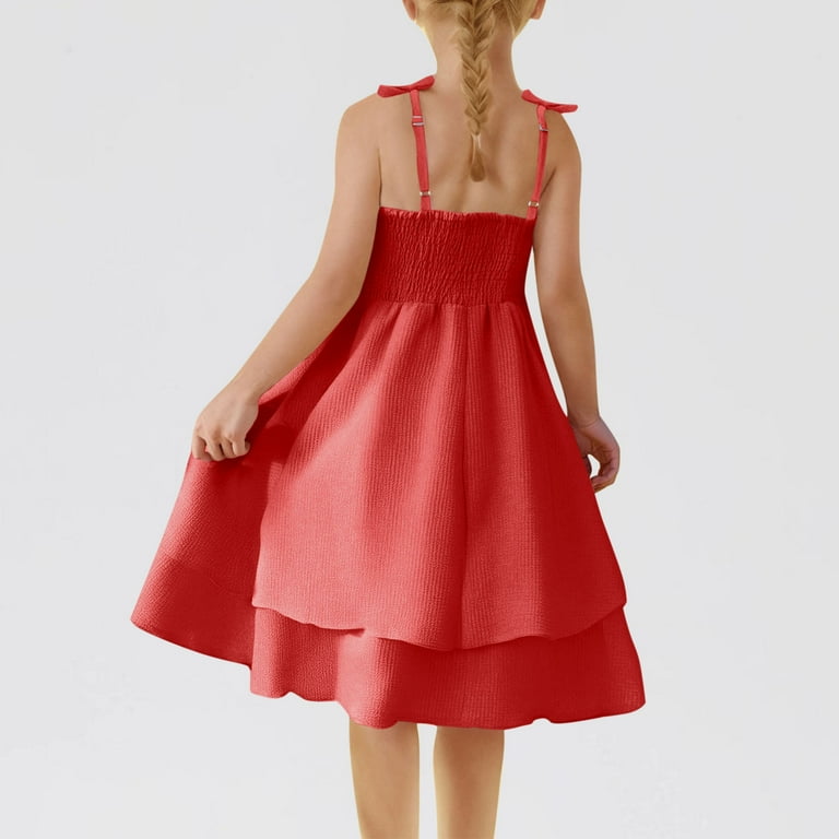 Robe Fille Elephantito Rouge à Volants - Taille 4 - Genoux - Neuf Sans étiquettes