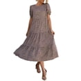 thumbnail image 1 of xiaxaixu Robes d'Été pour les Femmes en Vrac Midi Manches Courtes O Cou une Ligne Robe Dot / Léopard Imprimer Mignon Robe, 1 of 6