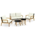 thumbnail image 1 of Gymax 5 Piece Rattan Furniture Set w/ Wicker Woven Sofa Set & Solid Acacia Wood Frame, 1 of 4