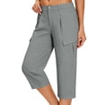 thumbnail image 5 of AherBiu Cargo Capri Pants for Women High Waisted Straight Leg Juniors Hiking Capris with Multi Pockets Streetwear, 5 of 8