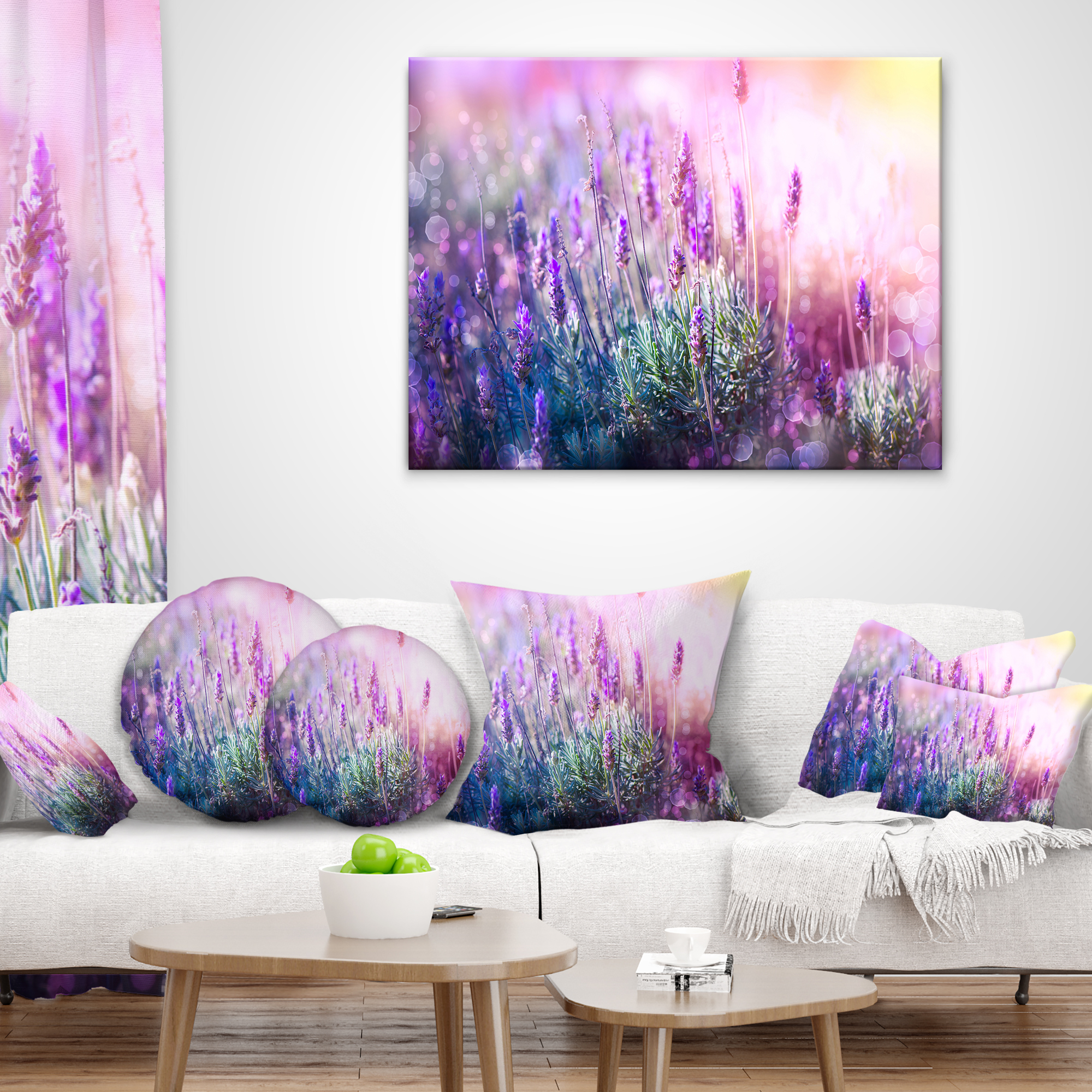 Designart Growing and Blooming Lavender - Floral Throw Pillow - 16x16