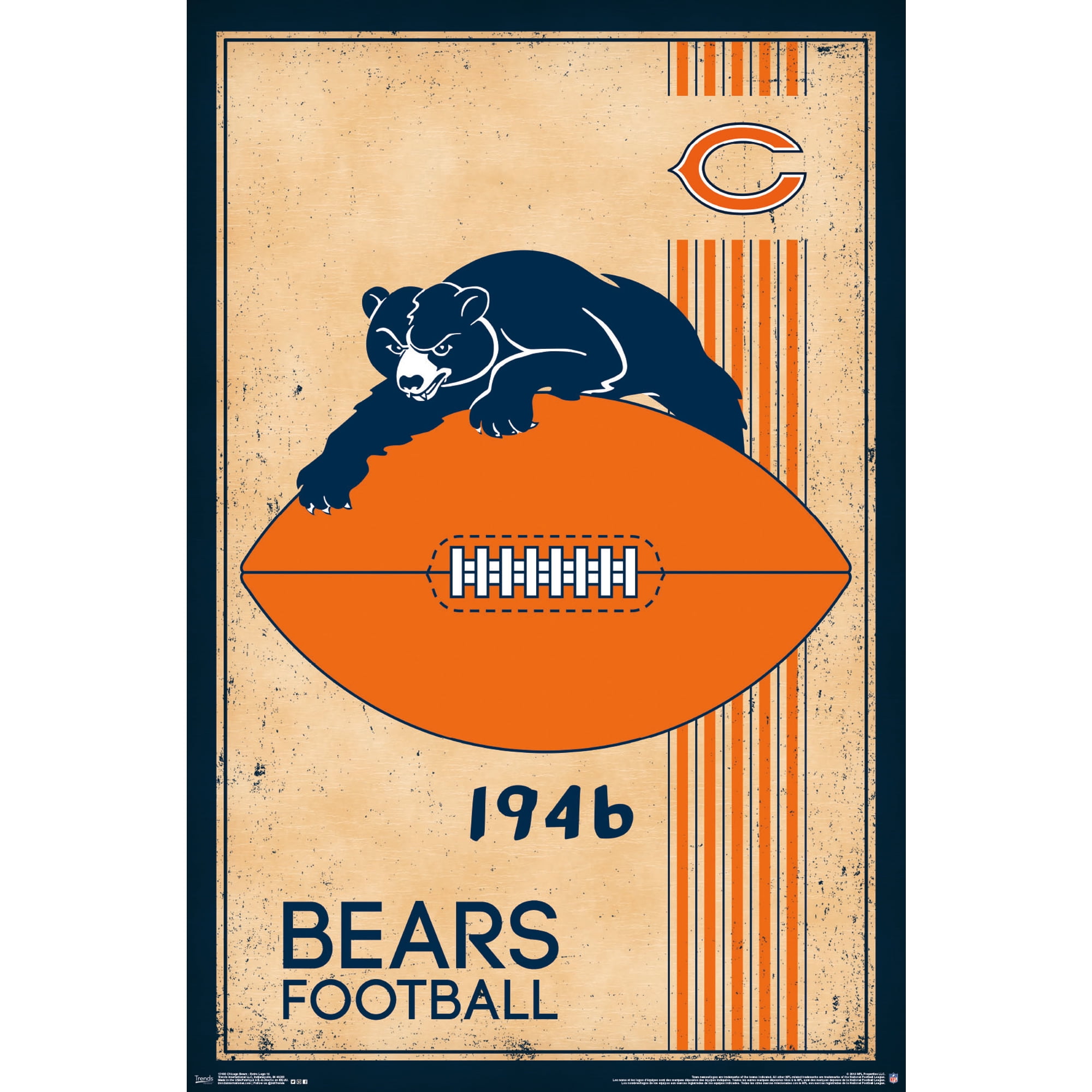 Chicago Bears 22'' x 34'' Retro Logo Poster