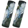 thumbnail image 2 of 2-Pack Seat Belt Covers with Flannel Seatbelt Shoulder Strap Case Adjustable Straps Soft Padding for Car White Peony Flower Medium, 2 of 8