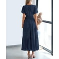 thumbnail image 3 of Vestido casual BTFBM para mujer, verano 2025, cuello en V y cintura elástica, 3 of 9