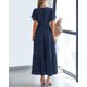 thumbnail image 3 of Vestido casual BTFBM para mujer, verano 2025, cuello en V, azul marino, XL, 3 of 9