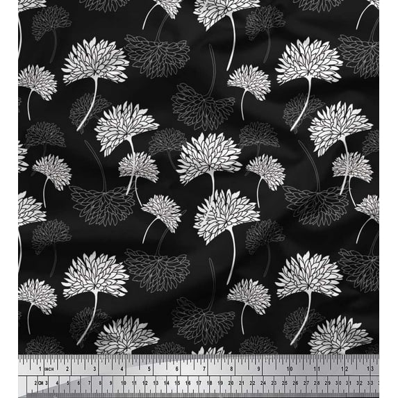 Soimoi Poly Georgette Fabric Flower Artistic Print Fabric by The Yard 42 Inch Wide